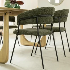 Chaise arrondie tissu vert Kanoa (lot de 2)