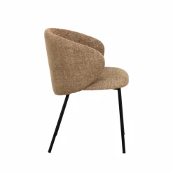 Chaise avec accoudoirs ronds en tissu sable et pieds en métal Cléa (lot de 2)