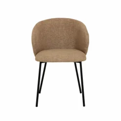 Chaise avec accoudoirs ronds en tissu sable et pieds en métal Cléa (lot de 2)