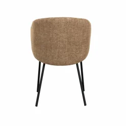 Chaise avec accoudoirs ronds en tissu sable et pieds en métal Cléa (lot de 2)