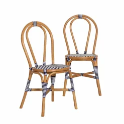 Chaise bistrot en rotin bleue Elynne (lot de 2)