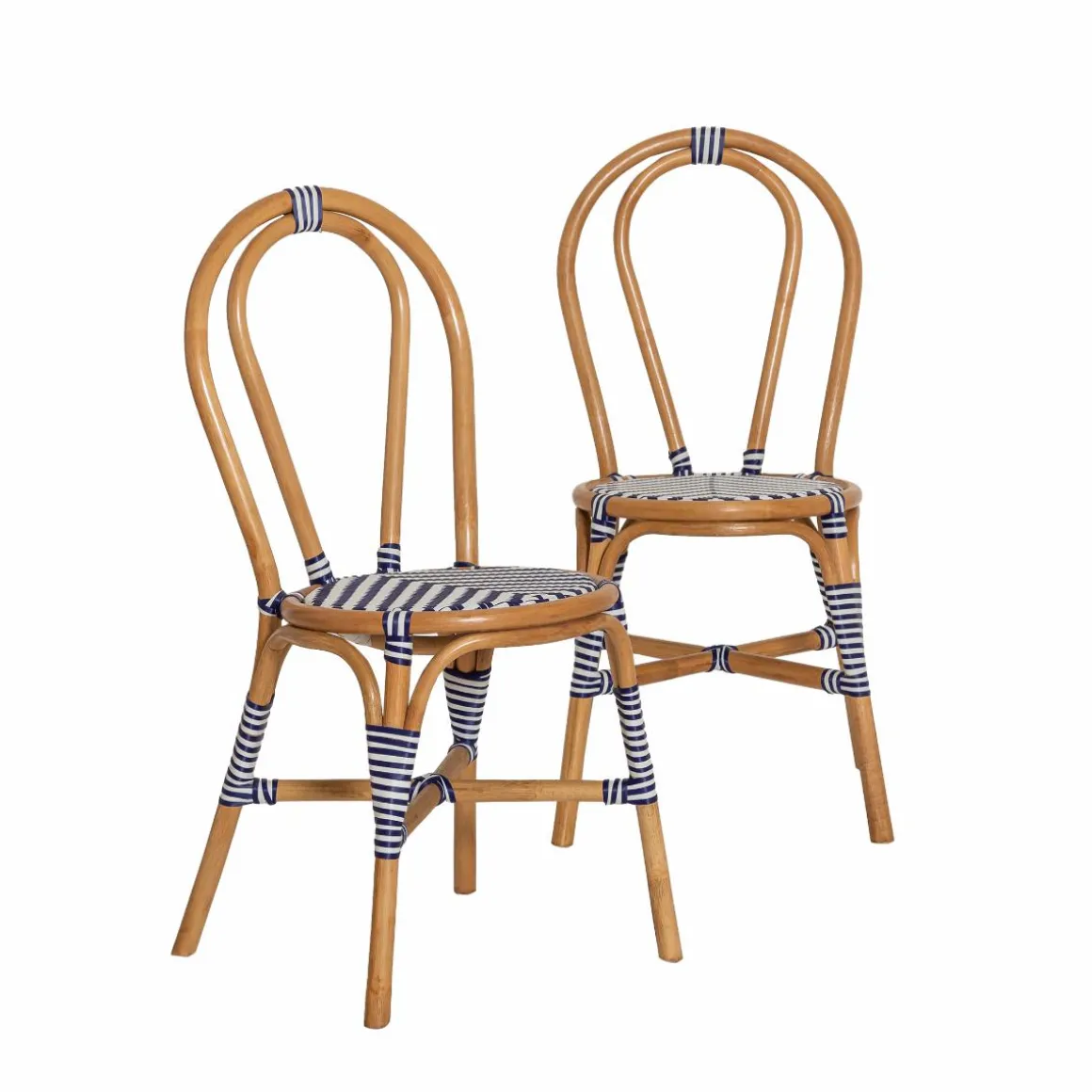 Chaise bistrot en rotin bleue Elynne (lot de 2)
