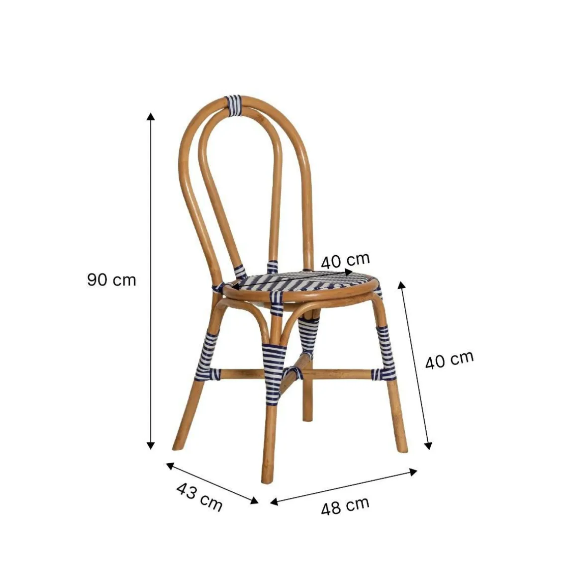 Chaise bistrot en rotin bleue Elynne (lot de 2)