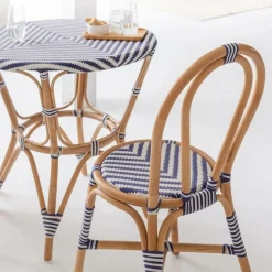 Chaise bistrot en rotin bleue Elynne (lot de 2)
