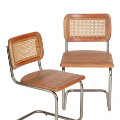 Chaise cantilever en bois d'acacia et cannage Prune (lot de 2)