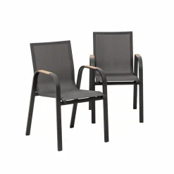 Chaise de jardin en aluminium gris foncé Ayden (lot de 2)
