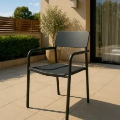 Chaise de jardin en aluminium gris  Kaïa (lot de 2)