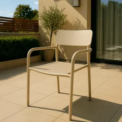 Chaise de jardin en aluminium taupe Kaïa (lot de 2)