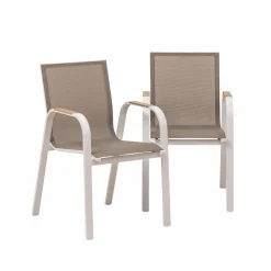 Chaise de jardin taupe en aluminium Ayden (lot de 2)