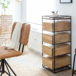 Chiffonnier en bois de manguier et métal Haïcé