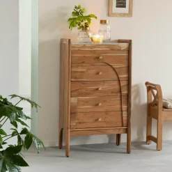 Chiffonnier en marbre et bois d'acacia Calix