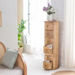 Chiffonnier rond en bois de manguier Maëva