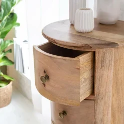 Chiffonnier rond en bois de manguier Maëva