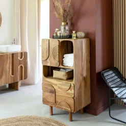 Colonne de salle de bain en bois d'acacia Tilio