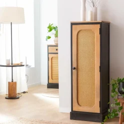 Colonne en bois de manguier et cannage Ezra