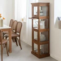 Colonne vitrée en bois de manguier Remick