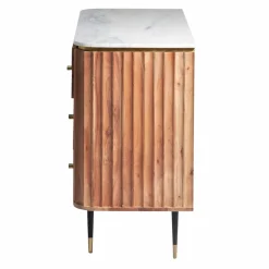 Commode en bois d'acacia et marbre blanc Judith