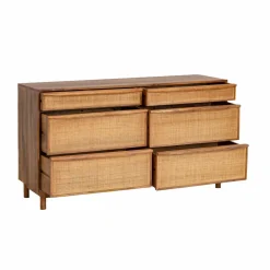Commode en bois de manguier et cannage Rim