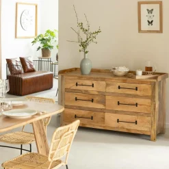 Commode en bois de manguier 6 tiroirs Dolly