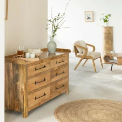 Commode en bois de manguier 6 tiroirs Dolly