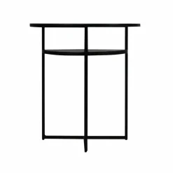 Console demi-lune en marbre blanc et métal Marceau