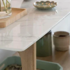 Console en bois de manguier et marbre Hari