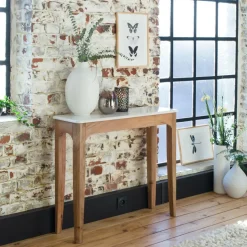 Console en bois de manguier et marbre Arthuro