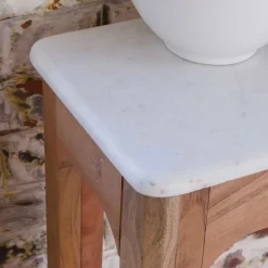 Console en bois de manguier et marbre Arthuro