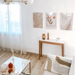 Console en bois de manguier et marbre Arthuro