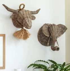 Décoration murale taureau en rotin Rattan
