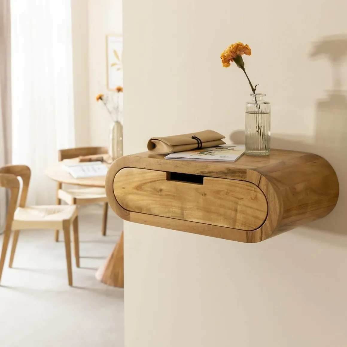 Etagère murale arrondie en bois d'acacia Orane