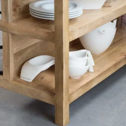 Ilot central en bois de manguier et marbre blanc Louisa