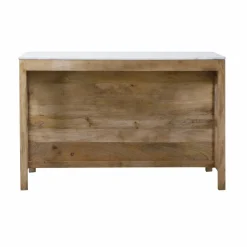 Ilot central en bois de manguier et marbre blanc Louisa