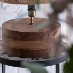 Lampe à poser ronde en bois de manguier Albane