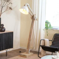 Lampe sur pied en bois de manguier et métal Martha