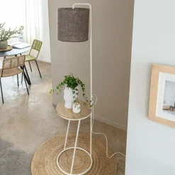 Lampe sur pied en métal et en jute Rosanne