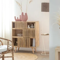 Lampe sur pied en métal et en jute Rosanne