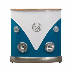 Meuble bar bleu avec plateau en bois de manguier Combi