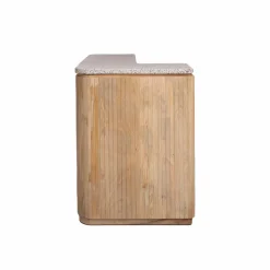 Meuble bar en angle bois de manguier et terrazzo Lou