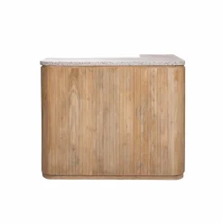 Meuble bar en angle bois de manguier et terrazzo Lou