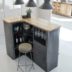 Meuble bar en angle en métal Locker