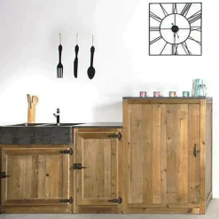 Meuble bas de cuisine évier 2 vasques pierre bleue Champêtre