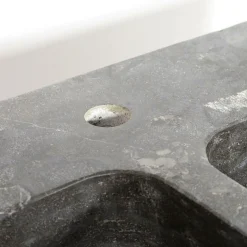 Meuble bas de cuisine évier 2 vasques pierre bleue Champêtre