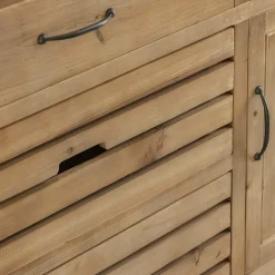 Meuble de cuisine en vieux pin et pierre bleue Champêtre