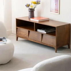 Meuble TV 2 niches en bois de manguier Remick