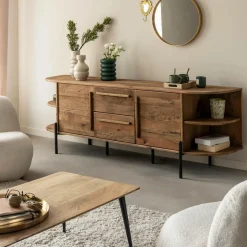 Meuble TV arrondi en bois recyclé Blaise