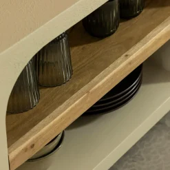 Meuble TV avec étagères en bois effet béton et bois recyclé Dalva