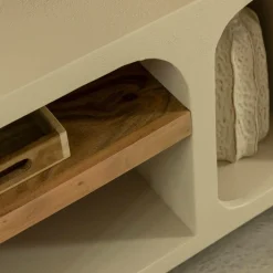 Meuble TV avec étagères en bois effet béton et bois recyclé Dalva
