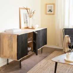 Meuble TV bois de manguier et métal Auxence