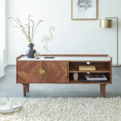 Meuble TV en bois d'acacia Naxos